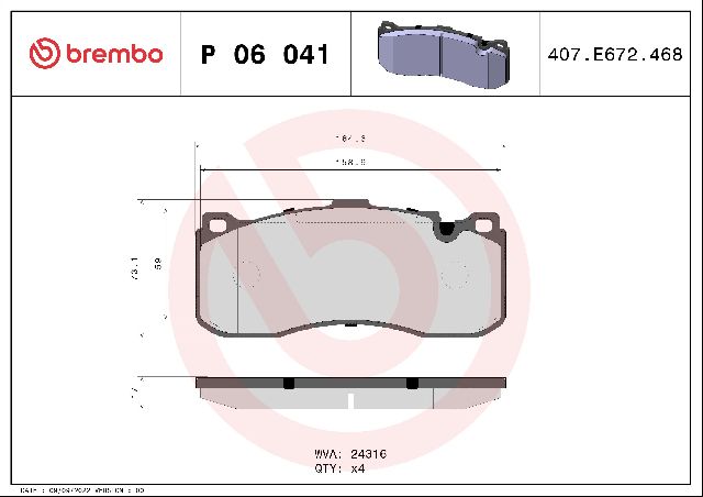 2011 BMW 323i Disc Brake Pad Set  - Front Brembo - view 3