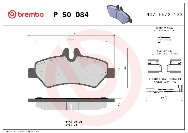 2013 Mercedes-Benz Sprinter 2500 Disc Brake Pad Set  - Rear Brembo - view 3
