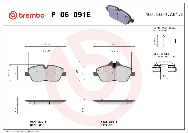 2019 BMW i3 Disc Brake Pad Set  - Front Brembo - view 2